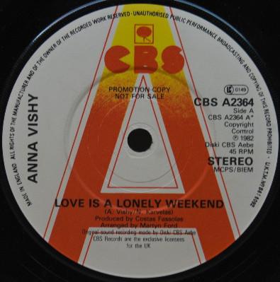 Anna Vissi - Love Is A Lonely Weekend / I'm Gonna Be A Fool For You