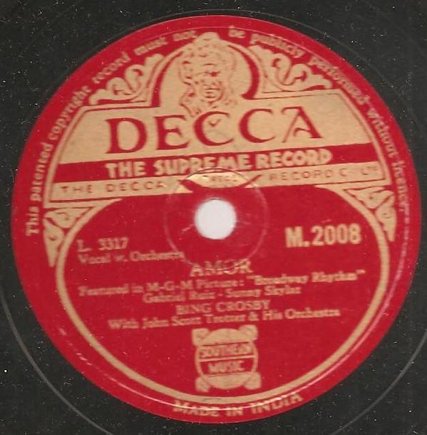 Bing Crosby, John Scott Trotter And His Orchestra - Amor, Amor / Long Ago (And Far Away)