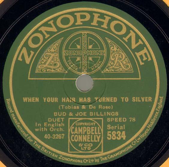 Bud Billings (2), Joe Billings - When Your Hair Has Turned To Silver / I'm Alone Because I Love You