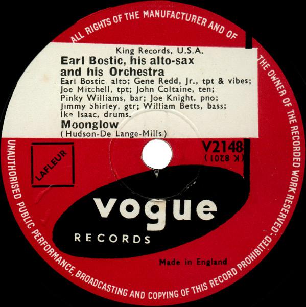 Earl Bostic And His Orchestra - Moonglow / Ain't Misbehavin'