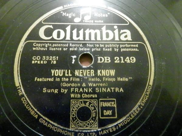 Frank Sinatra - You'll Never Know / Sunday, Monday Or Always