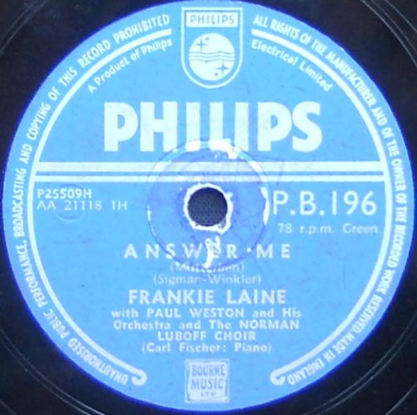 Frankie Laine - Answer Me / Ramblin' Man