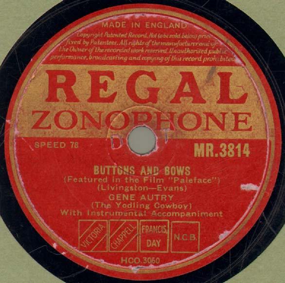 Gene Autry - Buttons And Bows / A Boy From Texas - A Girl From Tennessee