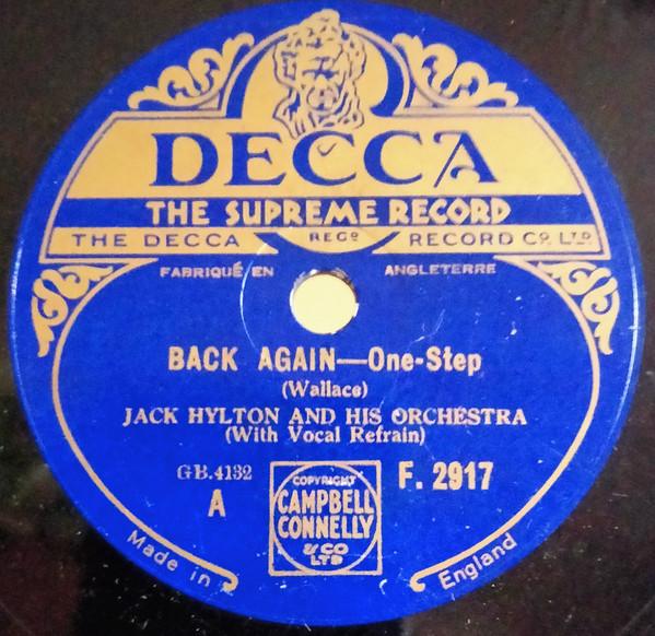 Jack Hylton And His Orchestra - Back Again / Old Man Bluebeard