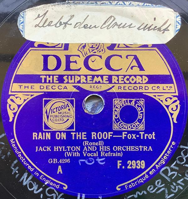 Jack Hylton And His Orchestra - Rain On The Roof / The Blue Of The Night