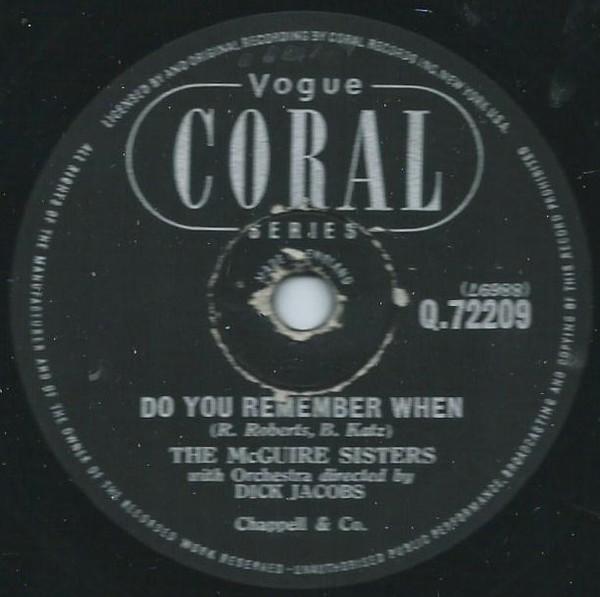 McGuire Sisters - Do You Remember When / Tip-Toe Through The Tulips