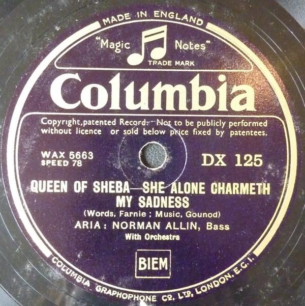 Norman Allin - Queen Of Sheba - She Alone Charmeth My Sadness / Samson - Honour And Arms
