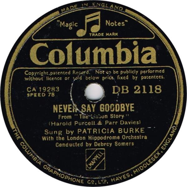 Patricia Burke - Never Say Goodbye / Some Day We Shall Meet Again / Follow The Drum