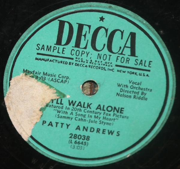 Patty Andrews - I'll Walk Alone / That's The Chance You Take
