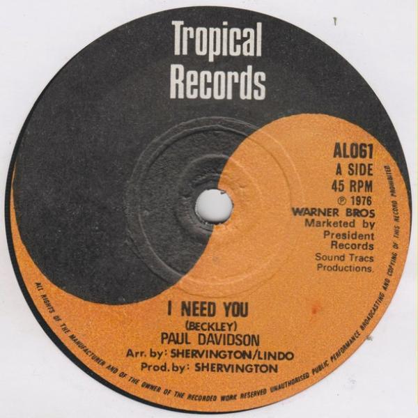 Paul Davidson, Mighty Cloud Band - I Need You / Dont Mind
