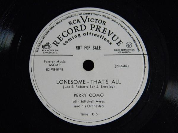 Perry Como, Mitchell Ayres And His Orchestra - Lonesome-That's All / Why Did You Leave Me