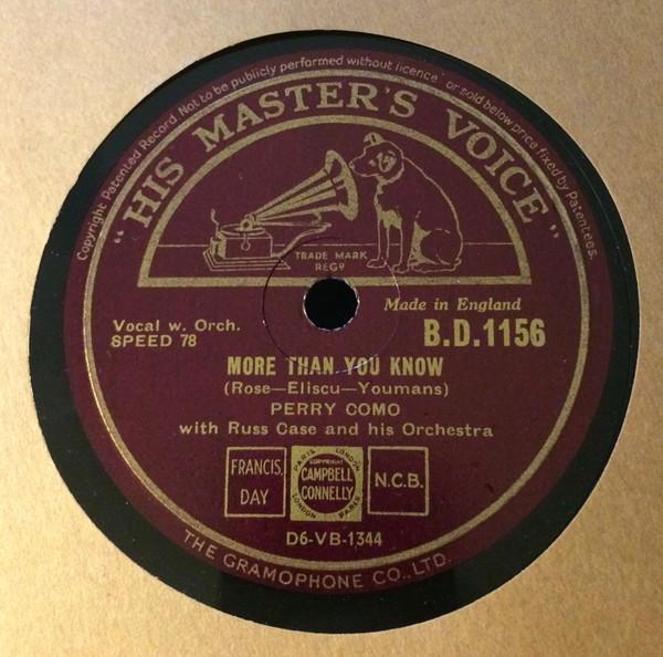 Perry Como - More Than You Know / A Garden In The Rain