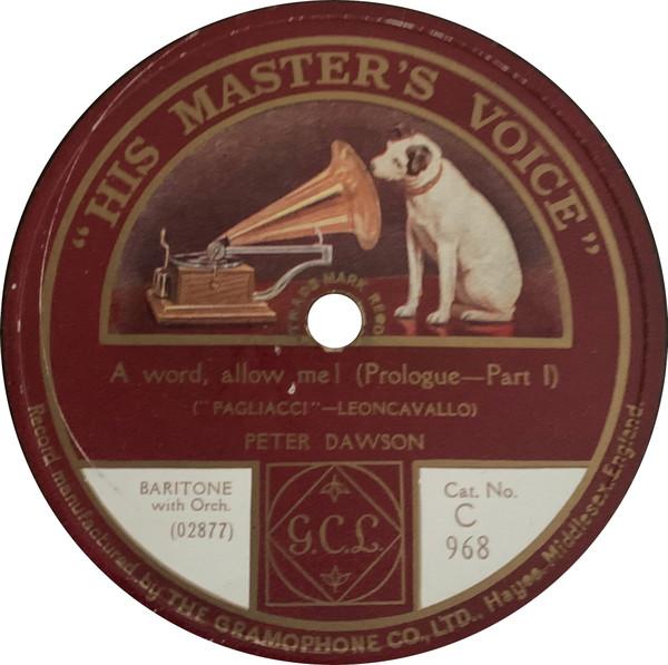 Peter Dawson - A Word, Allow Me! / A Song Of Tender Mem'ries