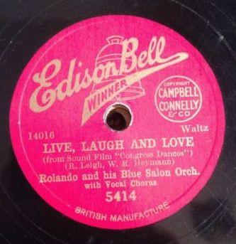 Rolando And His Blue Salon Orchestra - Live, Laugh And Love / Just Once For All Time