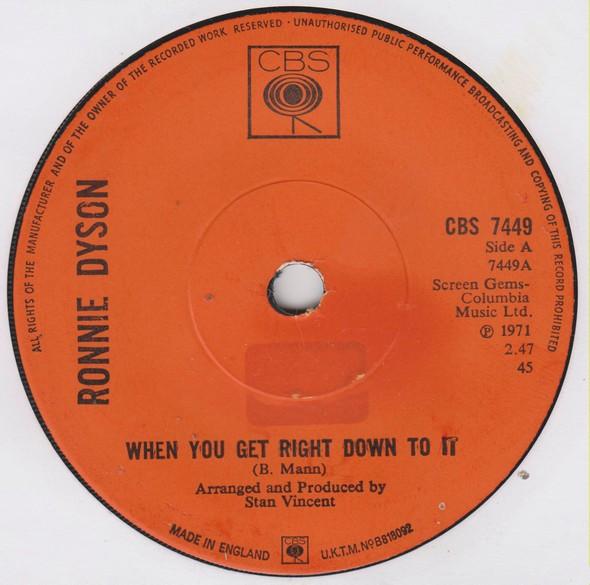 Ronnie Dyson - When You Get Right Down To It