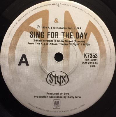 Styx - Sing For The Day / Queen Of Spades