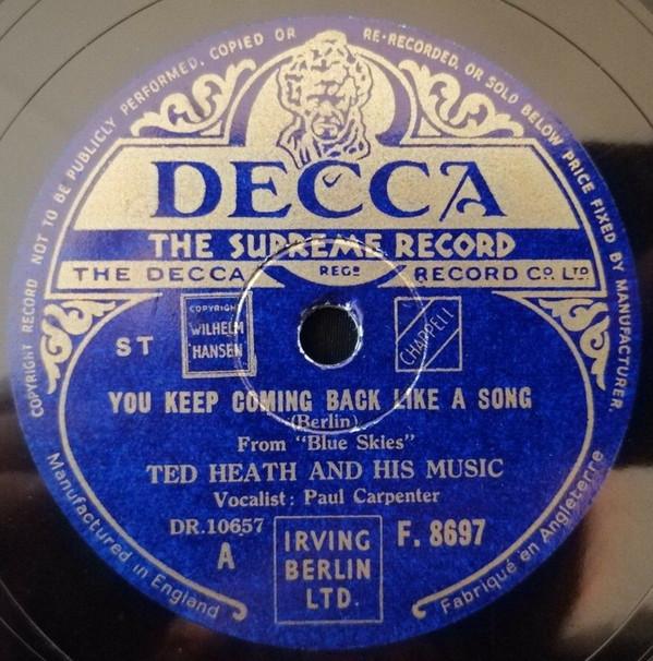 Ted Heath And His Music, Paul Carpenter (3) - You Keep Coming Back Like A Song / Getting Nowhere