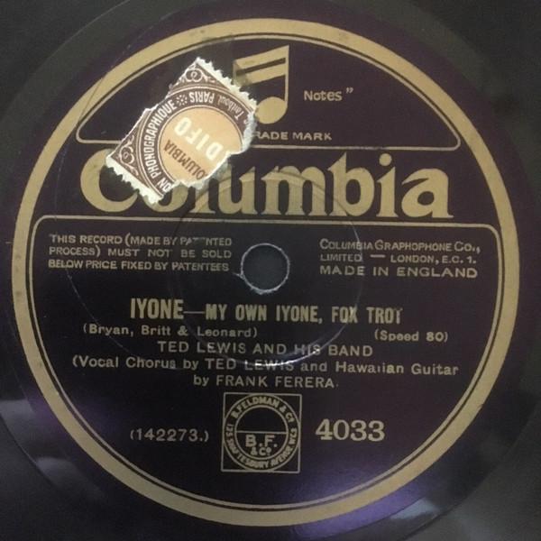 Ted Lewis And His Band - Iyone My Own Iyone / Hi-Diddle-Diddle