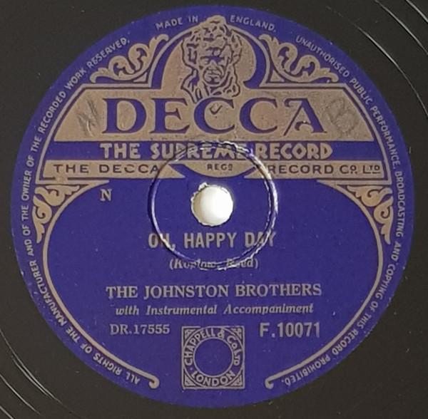 The Johnston Brothers - Oh, Happy Day / Downhearted