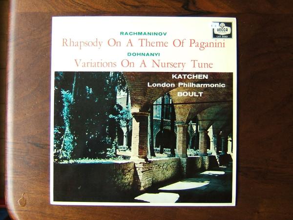 The London Philharmonic Orchestra, Sergei Vasilyevich Rachmaninoff, Sir Adrian Boult, Julius Katchen, Ernst von Dohnányi - Rhapsody On A Theme Of Paganini / Variations On A Nursery Tune