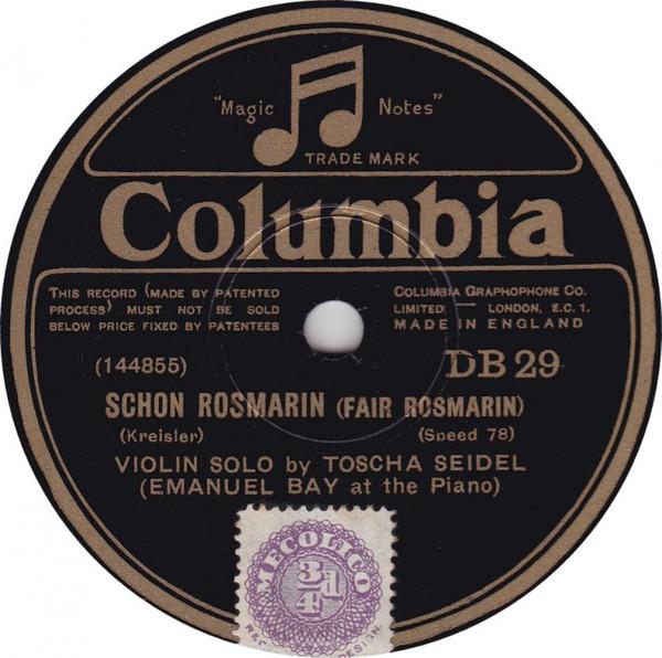Toscha Seidel - Schon Rosmarin / Liebesfreud